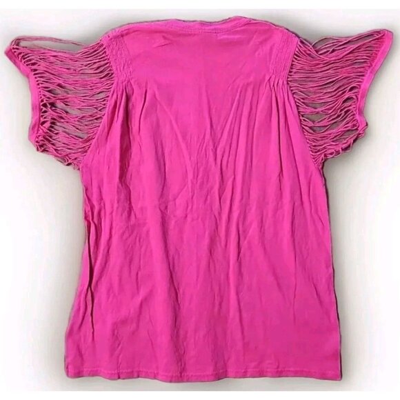 Razor Cut Sleeves Gildan Heavy Cotton Pink T-Shirt XL Upcycled OOAK Handmade - Picture 7 of 7